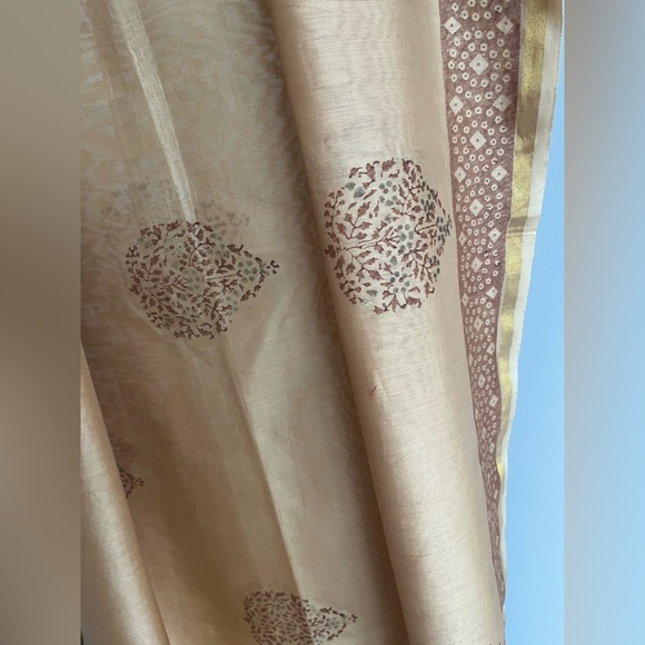 NWT Fabindia Handwoven silk cotton mustard gold shawl wrap stole wedding Dupatta - Picture 12 of 12